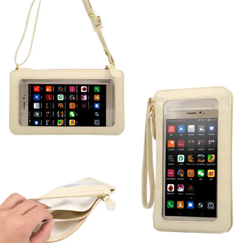 

Shoulder Belt Strap Touch Screen PU Leather Case For Xiaomi Redmi Note 5A Prime Note 4,Oneplus 5 6 5t 6t,Yota YotaPhone 3