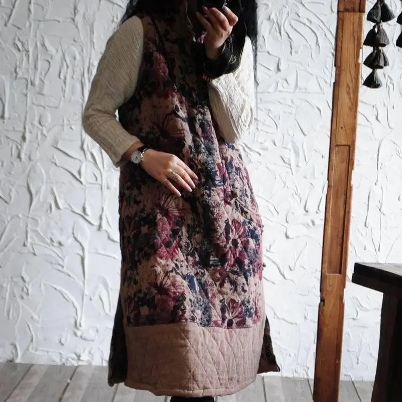 Retro Floral Print Cotton Linen Women Dress Designer Robe 2018 Chinese Style Button Stand Collar Loose Sleeveless Women Dresses
Retro Floral Print Cotton Linen Women Dress Designer Robe 2018 Chinese Style Button Stand Collar Loose Sleeveless Women Dresses