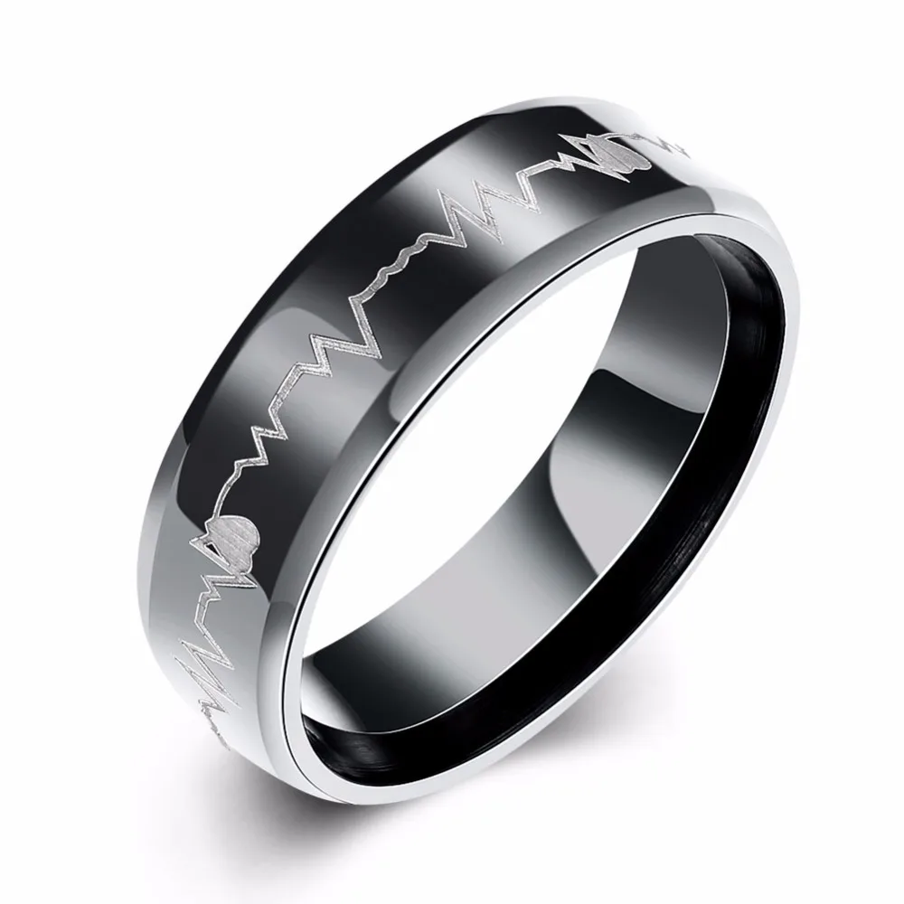 Men Black 316L Titanium Steel Ring ECG Pattern Jewelry Classic Simple Band Rings Men's Accessories Size 7-10 Boyfriend's Gift
Men Black 316L Titanium Steel Ring ECG Pattern Jewelry Classic Simple Band Rings Men's Accessories Size 7-10 Boyfriend's Gift