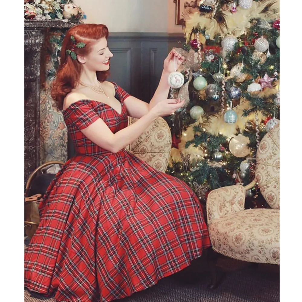 40- summer women vintage 50's classy tartan boat neck swing dress in red plus size rockabilly vestidos pinup jurken
40- summer women vintage 50's classy tartan boat neck swing dress in red plus size rockabilly vestidos pinup jurken