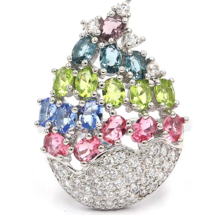 8.0# Colorful Tourmaline,Amethyst,Peridot,Blue Topaz,Violet Tanzanite CZ Silver Ring 29x20mm
8.0# Colorful Tourmaline,Amethyst,Peridot,Blue Topaz,Violet Tanzanite CZ Silver Ring 29x20mm