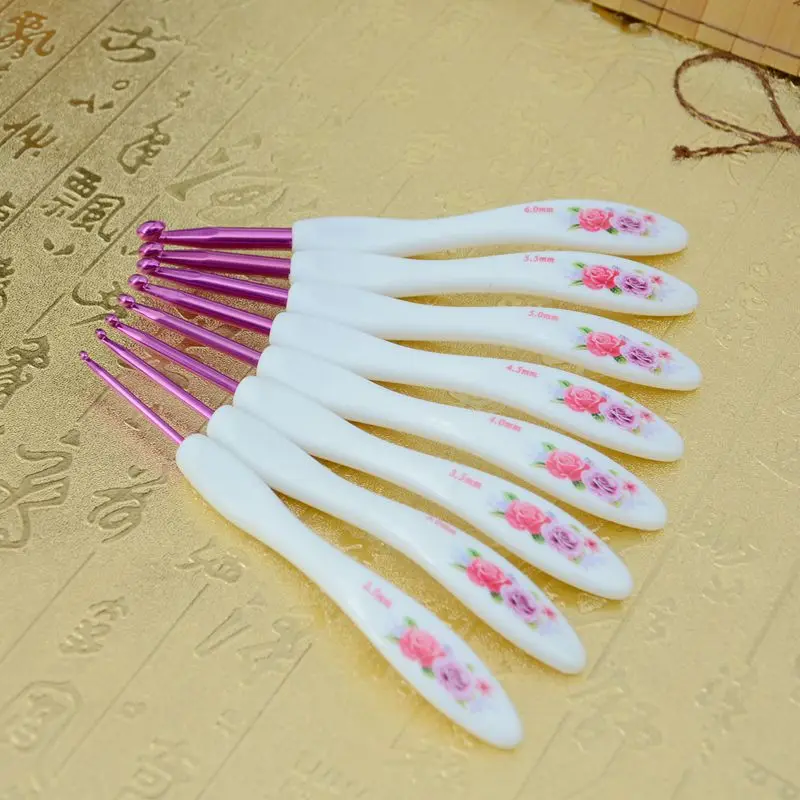 2.5-6.0mm Floral print 8 pcs Bending Spoon Shape Plastic Handle Aluminum Crochet Hook Knitting Needles Crafts Weaving Sew Tools
2.5-6.0mm Floral print 8 pcs Bending Spoon Shape Plastic Handle Aluminum Crochet Hook Knitting Needles Crafts Weaving Sew Tools