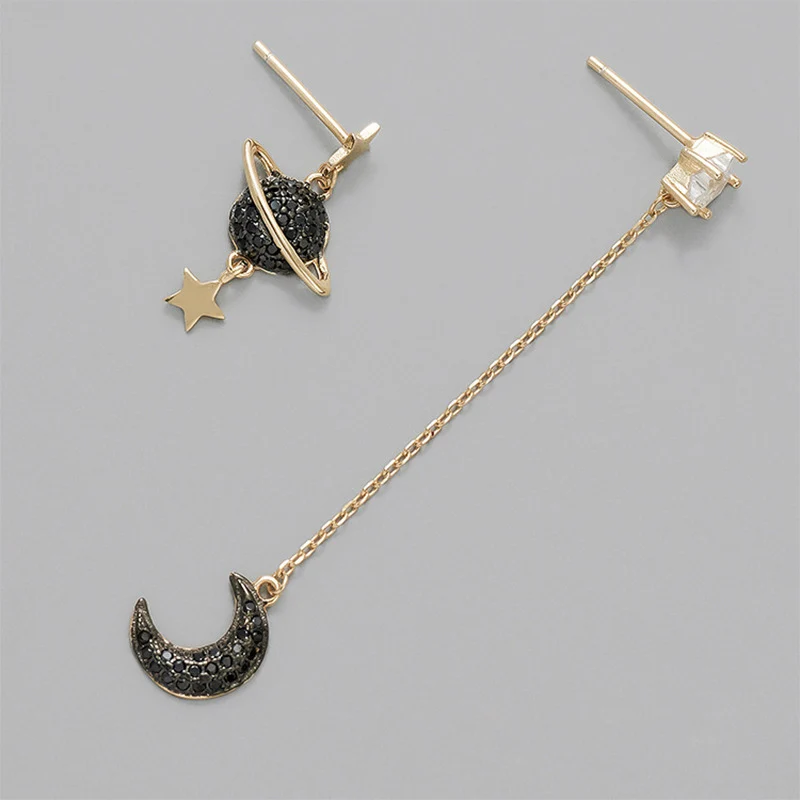 INALIS Delicate Drop Earrings 925 sterling Silver Jewelry for Women Micro Paved Black CZ Crystal Asymmetry Planet Moon Brincos 
INALIS Delicate Drop Earrings 925 sterling Silver Jewelry for Women Micro Paved Black CZ Crystal Asymmetry Planet Moon Brincos