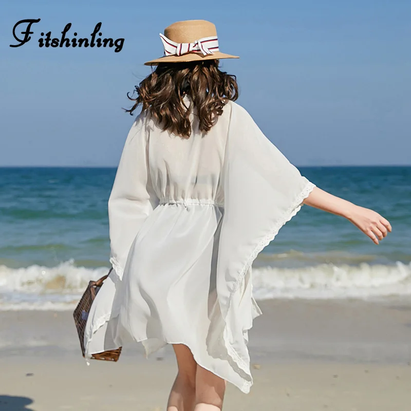 Fitshinling Lace splice chiffon beach cover-up swimwear kimono sheer batwing sleeve loose white bikini outer cover boho cover-up
Fitshinling Lace splice chiffon beach cover-up swimwear kimono sheer batwing sleeve loose white bikini outer cover boho cover-up
