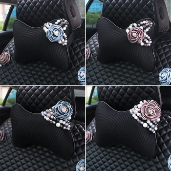 Rhinestone Pearls Flower Car Headrest Pillow Ice Silk Neck Waist Supports Cushion For Women Girls Auto Seat Cover Accessories 
Rhinestone Pearls Flower Car Headrest Pillow Ice Silk Neck Waist Supports Cushion For Women Girls Auto Seat Cover Accessories