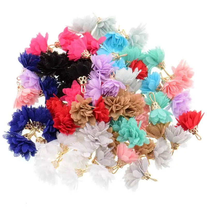 10Pcs/Lot MixedColor Copper Bells Flower Shape Suede For DIY Pendant bracelet necklace earring Creative Jewelry Findings 18mm | Украшения и
