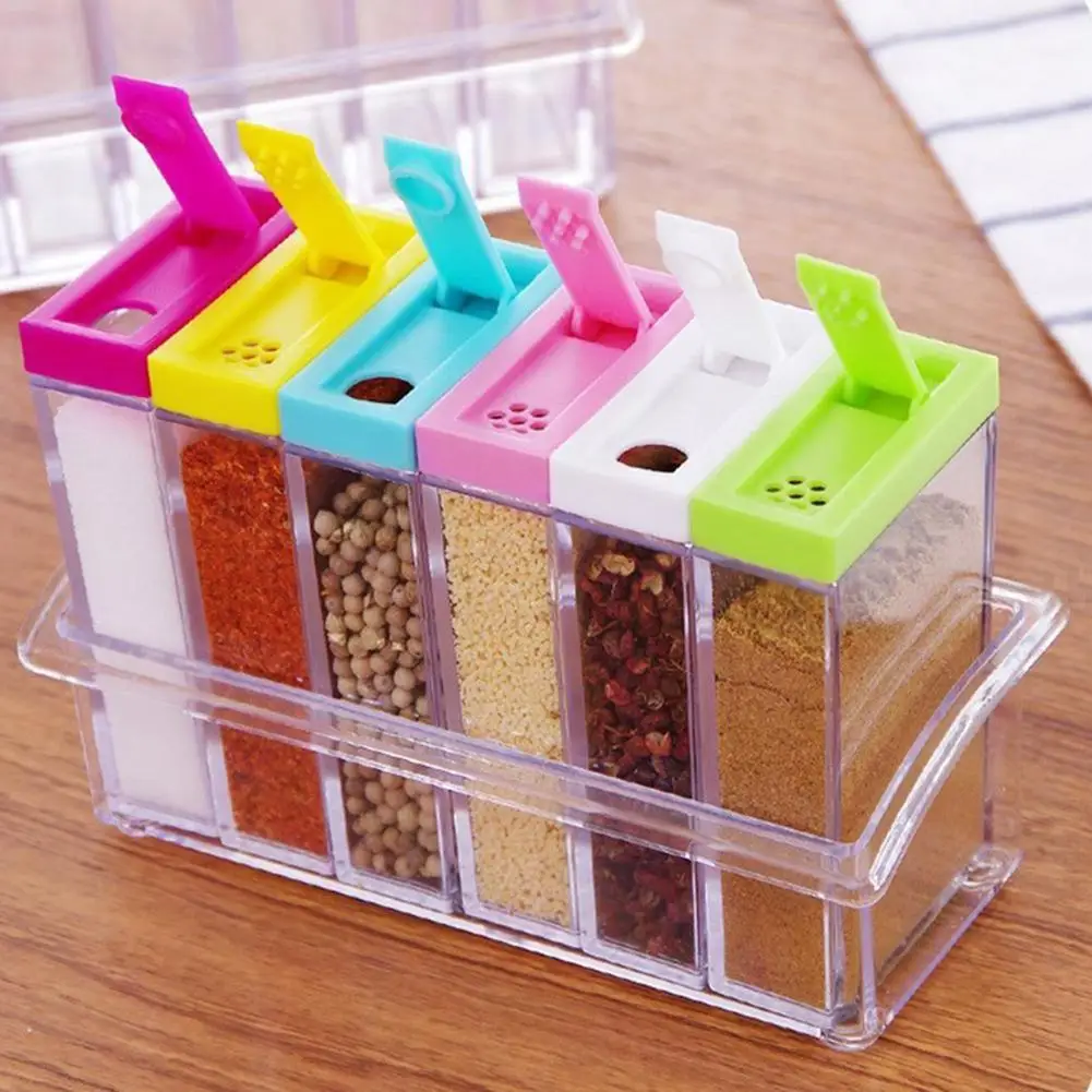 6pcs/Set Spice Seasoning Jar Transparent Plastic Acrylic Friendly Salt And Pepper Shakers Kitchen Gadgets Cans
6pcs/Set Spice Seasoning Jar Transparent Plastic Acrylic Friendly Salt And Pepper Shakers Kitchen Gadgets Cans