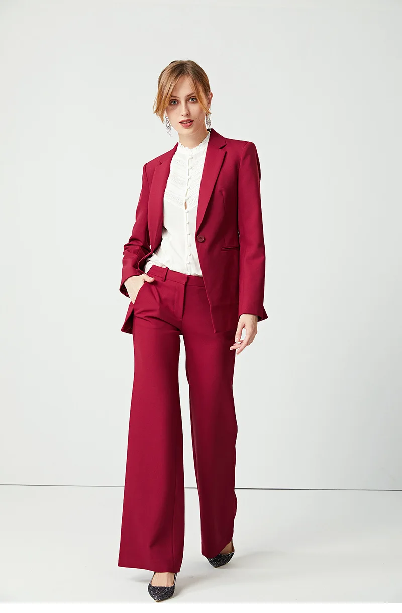 2019 spring new solid color temperament suit jacket + high waist straight trousers
2019 spring new solid color temperament suit jacket + high waist straight trousers