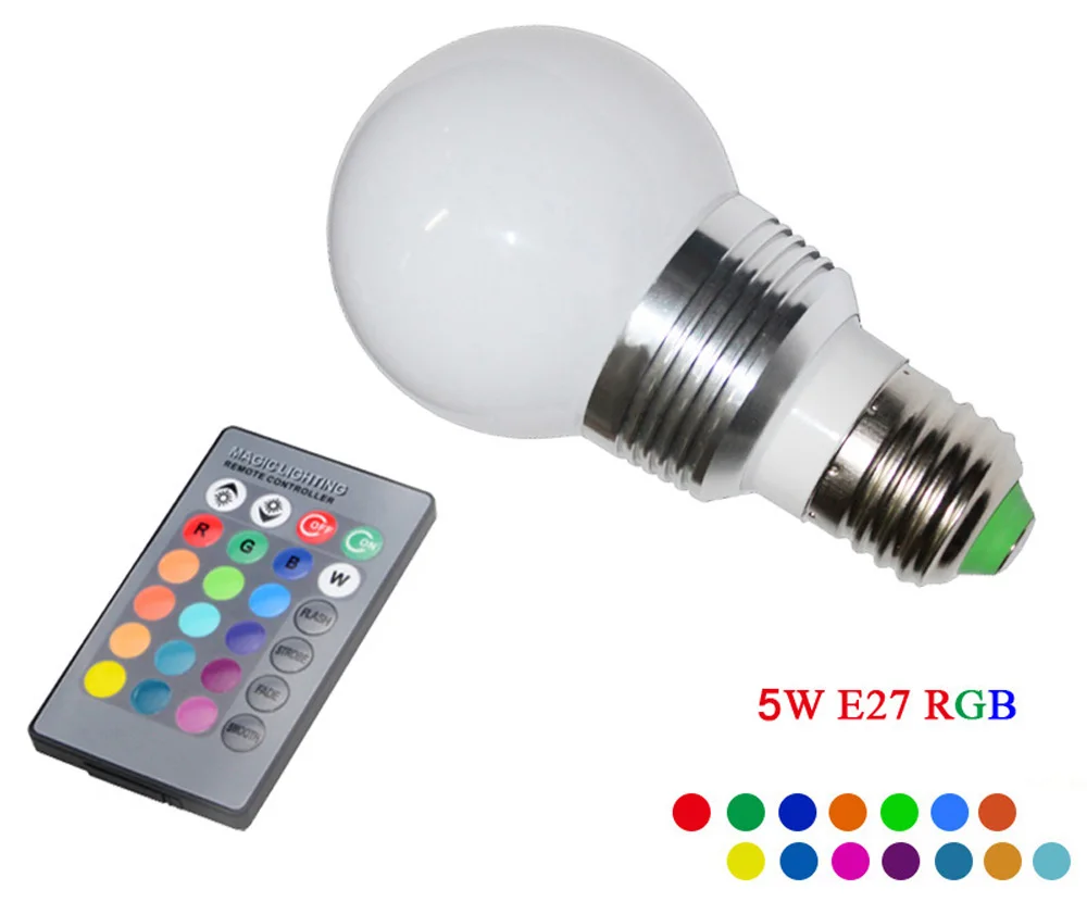 E27 E14 RGB LED Bulb Lamp 3W 5W 10W Color Magic Spot Light Remote Control Dimmable 24key LED Night Light 110V 220V Holiday Bar (12)