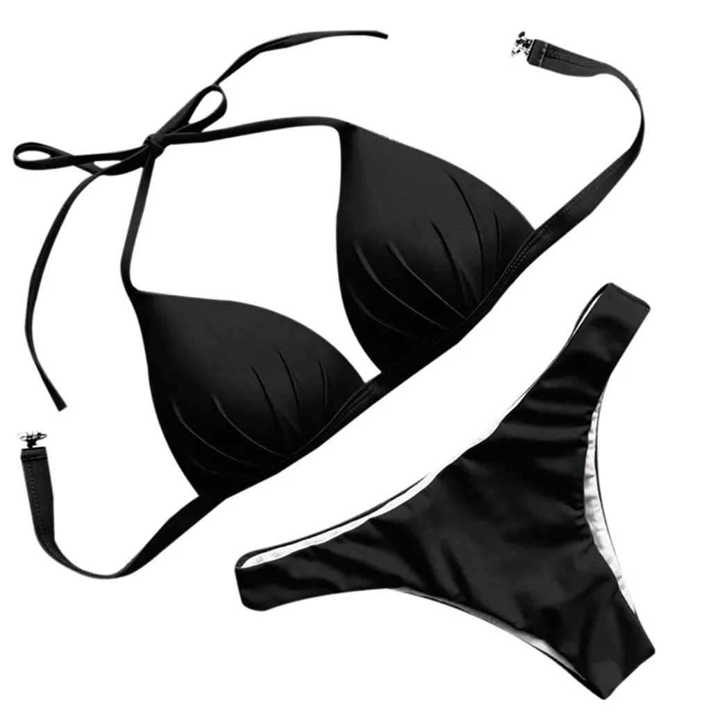 2pcs Sexy Women Summer Swimwear Bikini Set Bra Triangle Suit Solid Halter Black Orange Swimsuit Bathing Suit Swimming Suit N30
2pcs Sexy Women Summer Swimwear Bikini Set Bra Triangle Suit Solid Halter Black Orange Swimsuit Bathing Suit Swimming Suit N30