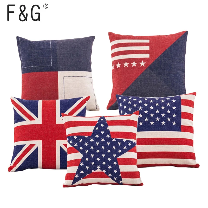 England America Flag Cushion Cover Cotton Linen Decorative Pillowcase Chair Seat British style Pillows Case Blue Red Geometric
England America Flag Cushion Cover Cotton Linen Decorative Pillowcase Chair Seat British style Pillows Case Blue Red Geometric