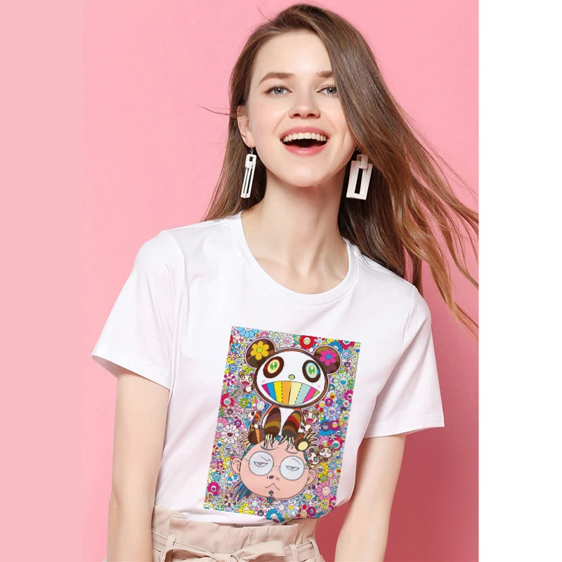 Harajuku Мультфильм Такаши Женская хлопчатобумажная рубашка 2019 забавная футболка