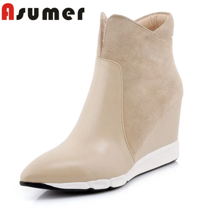 ASUMER NEW 2018 fashion shallow ankle boots for women high quality autumn boots pointed toe zipper genuine leather boots
ASUMER NEW 2018 fashion shallow ankle boots for women high quality autumn boots pointed toe zipper genuine leather boots