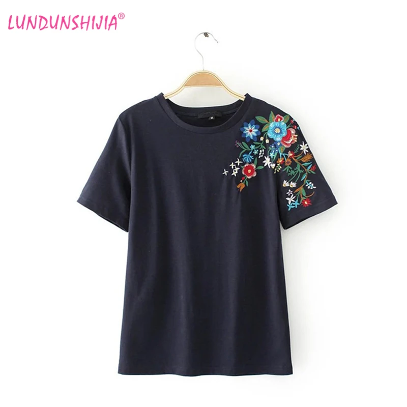LUNDUNSHIJIA 2017 Summer Style Fashion Women T shirts Shoulder Flowers Embroidery T Shirts Fashion Cotton De Mujer Tops
LUNDUNSHIJIA 2017 Summer Style Fashion Women T shirts Shoulder Flowers Embroidery T Shirts Fashion Cotton De Mujer Tops