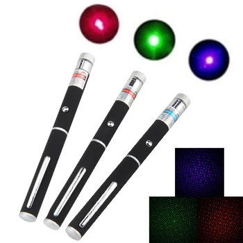 

5mW Lazer Powerful Red Purple Green Laser Pointer Pen Visible Beam Light Adjustable Burning Match 2 x AAA Battery Not included