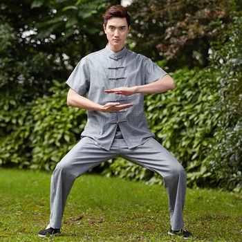 Summer Gray Chinese Men Tai Chi Uniform Cotton Linen Kung fu Suit Short Sleeve Clothing M L XL XXL XXXL 2526-2
Summer Gray Chinese Men Tai Chi Uniform Cotton Linen Kung fu Suit Short Sleeve Clothing M L XL XXL XXXL 2526-2