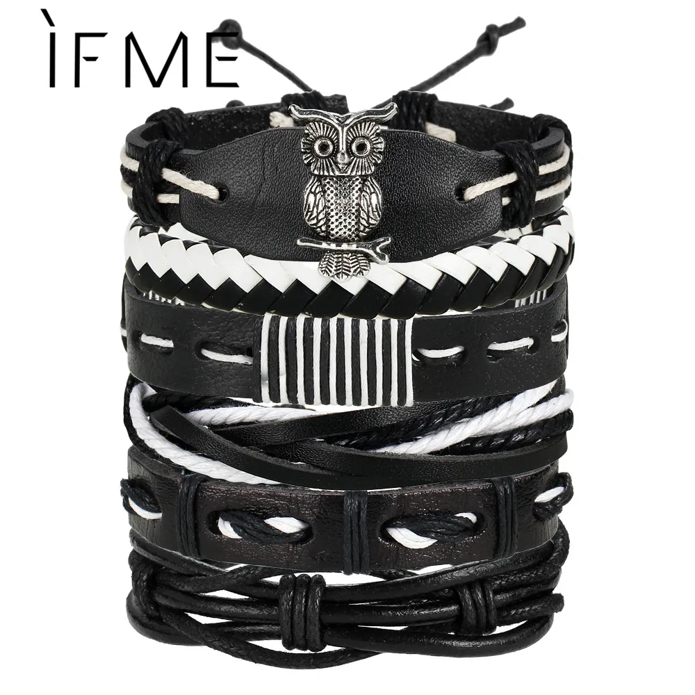 IF ME Fashion Charms Multiple Layers Owl Leather Bracelet Men Vintage Classic Rope Chain Wrap Arm Bracelet Set Male Jewelry 2018
IF ME Fashion Charms Multiple Layers Owl Leather Bracelet Men Vintage Classic Rope Chain Wrap Arm Bracelet Set Male Jewelry 2018