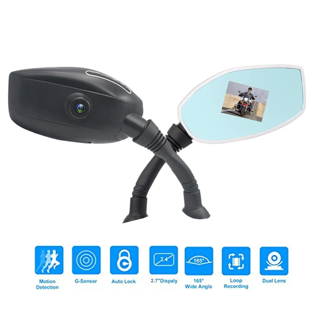 HD 1080P Dual Lens 2inch Display Motorcycle Rearview Mirror Twin Camera Waterproof Motorbike Video Camcorder Auto Digital Camera
HD 1080P Dual Lens 2inch Display Motorcycle Rearview Mirror Twin Camera Waterproof Motorbike Video Camcorder Auto Digital Camera