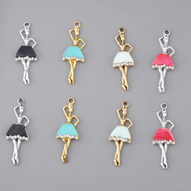 10pcs Korean silver gold trend crystal ballerina charms DIY ballet girl alloy plate dance pendant mobile phone shell decorations
10pcs Korean silver gold trend crystal ballerina charms DIY ballet girl alloy plate dance pendant mobile phone shell decorations
