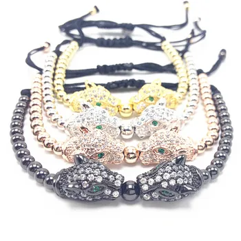 1pcs Nine Brand Leopard Head Charm Men Macrame Bracelet Pave Setting white CZ Braiding Men Macrame Bracelet
1pcs Nine Brand Leopard Head Charm Men Macrame Bracelet Pave Setting white CZ Braiding Men Macrame Bracelet