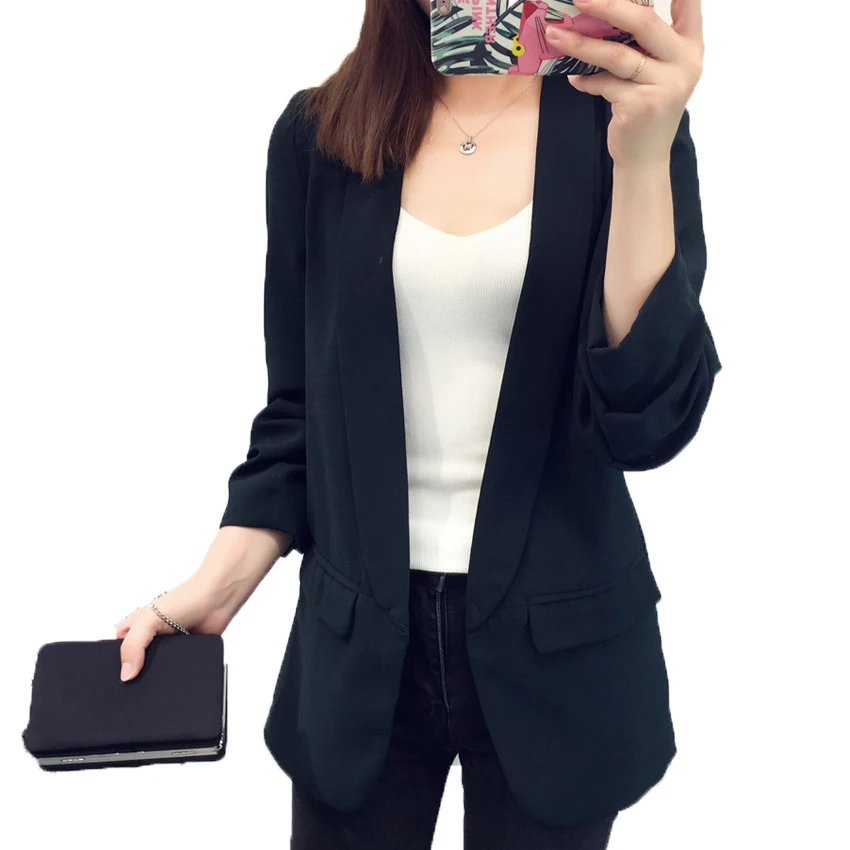 Chaqueta Mujer Black Jackets Harajuku New Blaser Feminino Jaqueta Feminina Solid Open Stitch Formal Work Coat Women Korea Suit
Chaqueta Mujer Black Jackets Harajuku New Blaser Feminino Jaqueta Feminina Solid Open Stitch Formal Work Coat Women Korea Suit