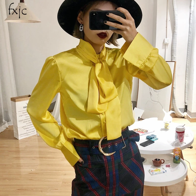 Spring women's new office white-collar long-sleeved bow decorated silk satin texture blouse temperament solid color shirt
Spring women's new office white-collar long-sleeved bow decorated silk satin texture blouse temperament solid color shirt