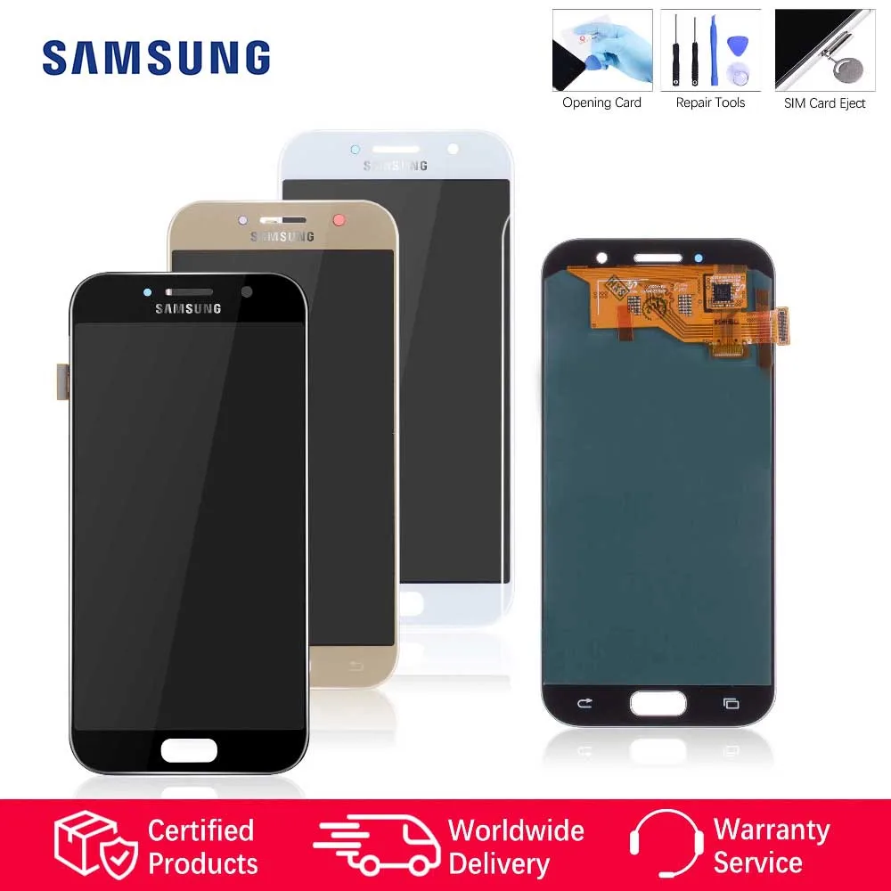 ORIGINAL Super AMOLED LCD for SAMSUNG A5 2017 Display Touch Screen Digitizer A520 for Samsung Galaxy A5 2017 LCD Replacement
ORIGINAL Super AMOLED LCD for SAMSUNG A5 2017 Display Touch Screen Digitizer A520 for Samsung Galaxy A5 2017 LCD Replacement