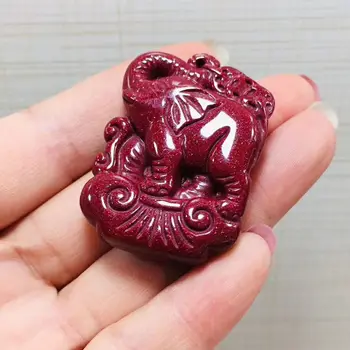 Nature zinnober Amulet Carved elephant Pendant Talisman zinnober sculpture with String
Nature zinnober Amulet Carved elephant Pendant Talisman zinnober sculpture with String