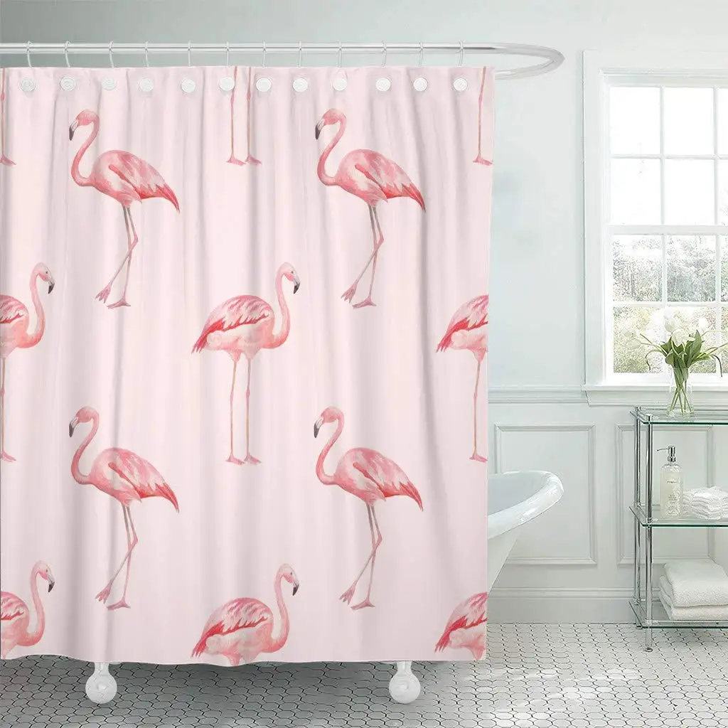 Shower Curtain Animal Watercolor Pink Flamingo Pattern Bird Drawing Exotic Nature Summer Tropical
Shower Curtain Animal Watercolor Pink Flamingo Pattern Bird Drawing Exotic Nature Summer Tropical