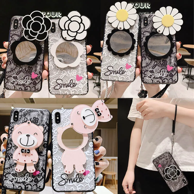 For Samsung Galaxy S10 S8 S9 Plus A6 A7 A8 A9 2018 Note 9 8 J4 J6 A50 A20 M10 M20 3D Bear Lace Flower Makeup Mirror Pendant Case
For Samsung Galaxy S10 S8 S9 Plus A6 A7 A8 A9 2018 Note 9 8 J4 J6 A50 A20 M10 M20 3D Bear Lace Flower Makeup Mirror Pendant Case