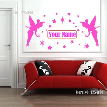 

Personalized Name Fairies Fairy Tinkerbell Stars Wall Art Stickers Decal Home Decoration Wall Mural Removable Bedroom Sticker