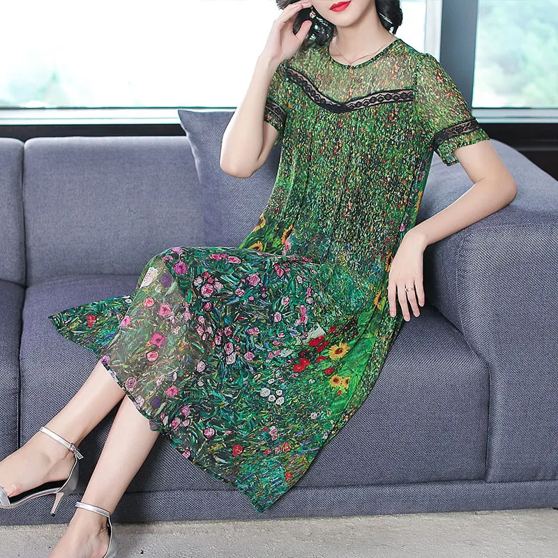 Fashion 2019 New Summer Women Dresses Casual Silk Chiffon Print Slim Dress Short Sleeve O-Neck Loose Chinese Style Dress
Fashion 2019 New Summer Women Dresses Casual Silk Chiffon Print Slim Dress Short Sleeve O-Neck Loose Chinese Style Dress
