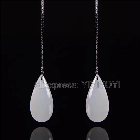 Beautiful 925 Sterling Silver White HeTian Jade Oval Water Dropping Beads Dangle Ear Line Earrings Girl's Charm Gift Jewelry
Beautiful 925 Sterling Silver White HeTian Jade Oval Water Dropping Beads Dangle Ear Line Earrings Girl's Charm Gift Jewelry