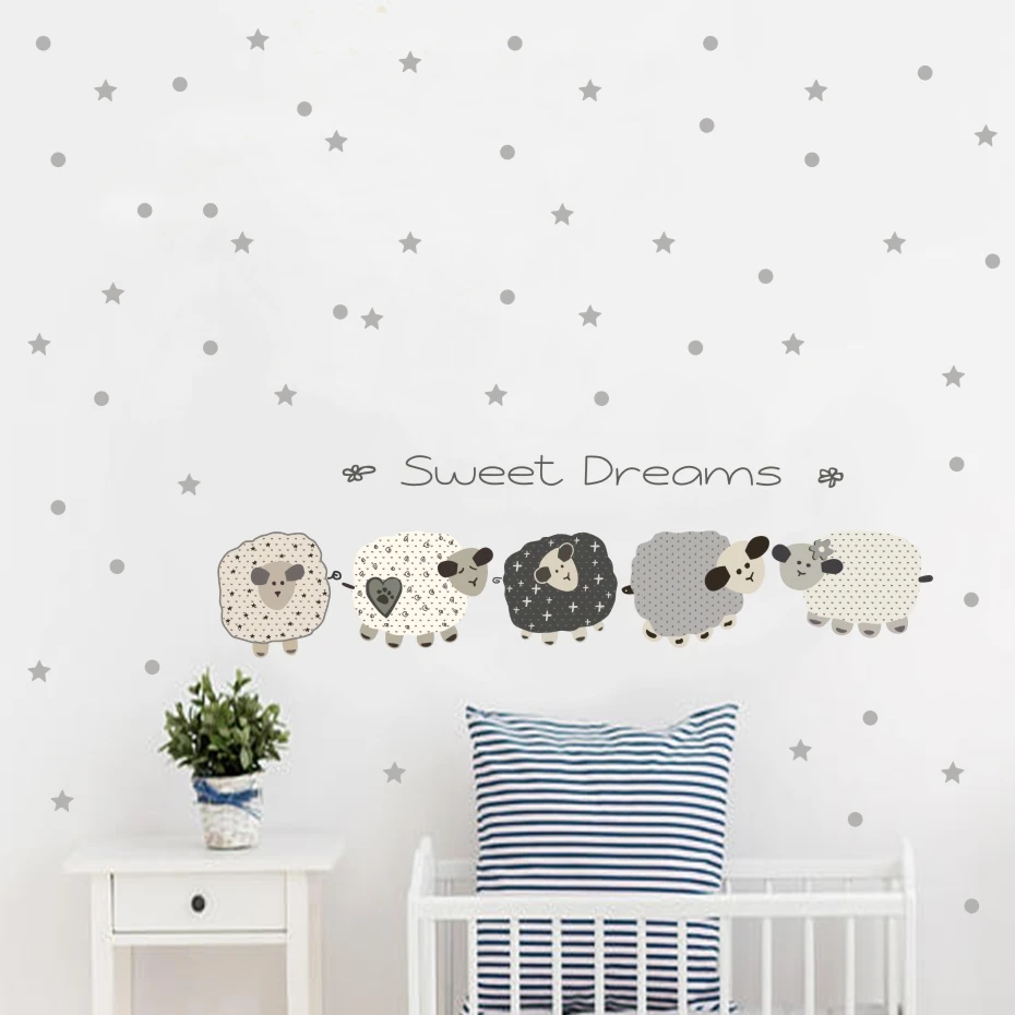 Sweet Dreams Fun Animal Sheep Color Wall Sticker (4)