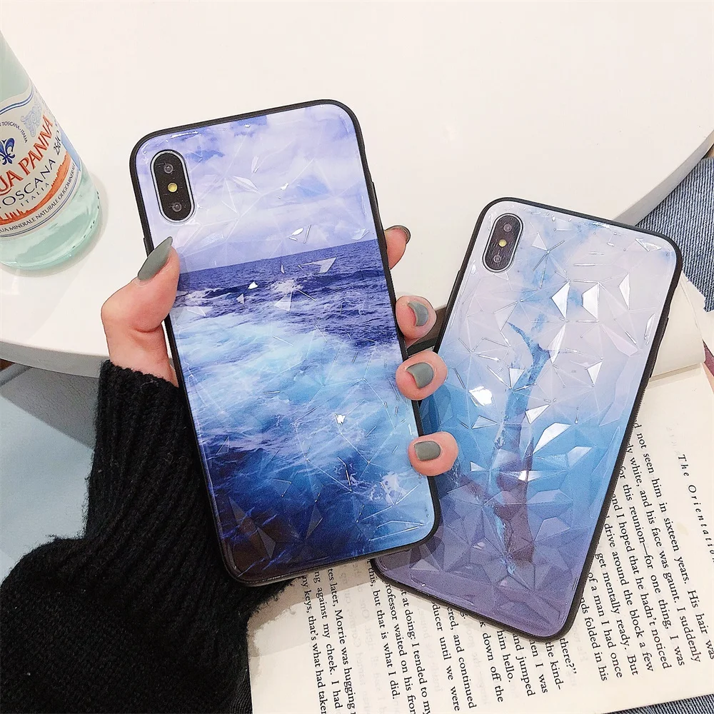 Blue Ocean Phone Case For iPhone XS Max XR X Luxury Blue Diamond Grain Silicone Cover For iPhone 6 S 6s Plus 7 8 Plus Case Coque
Blue Ocean Phone Case For iPhone XS Max XR X Luxury Blue Diamond Grain Silicone Cover For iPhone 6 S 6s Plus 7 8 Plus Case Coque