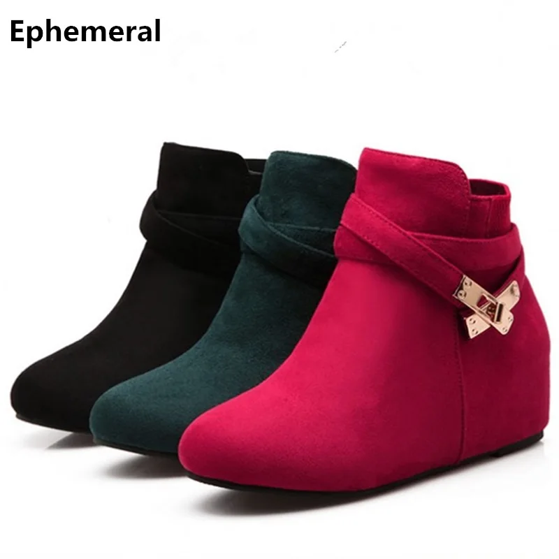 Ladies Zippers Boots Short Ankle Low Top Botas Height increasing Heels Wedges Fur Shoes For Winter Plus Size 34-43 Black Green
Ladies Zippers Boots Short Ankle Low Top Botas Height increasing Heels Wedges Fur Shoes For Winter Plus Size 34-43 Black Green
