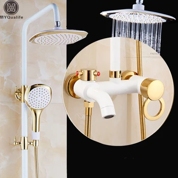 MYQualife White Gold Shower Faucet Copper Cold amd Hot European Shower Set Bathroom Wall installation tap
MYQualife White Gold Shower Faucet Copper Cold amd Hot European Shower Set Bathroom Wall installation tap