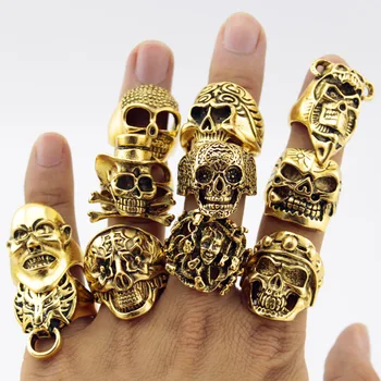 12 Pieces/lot Vintage Punk Men Skull Rings Wholesale Gold Black color Alloy Bohemian Statement Ring Men Jewelry Random Style
12 Pieces/lot Vintage Punk Men Skull Rings Wholesale Gold Black color Alloy Bohemian Statement Ring Men Jewelry Random Style