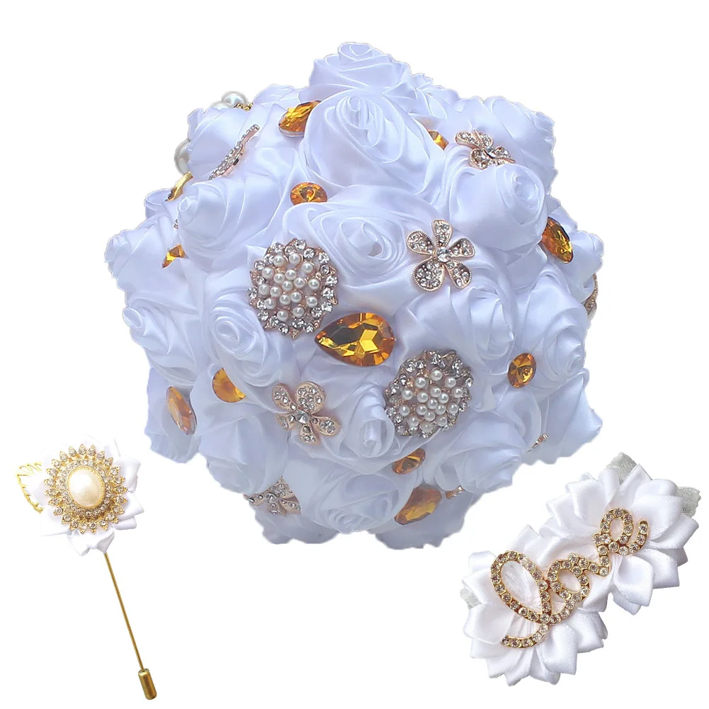 Gold Diamonds Wedding Bouquet De Mariage Buque De Noiva Crystal Wedding Flowers Bridal Bouquets White Rose Flowers
Gold Diamonds Wedding Bouquet De Mariage Buque De Noiva Crystal Wedding Flowers Bridal Bouquets White Rose Flowers