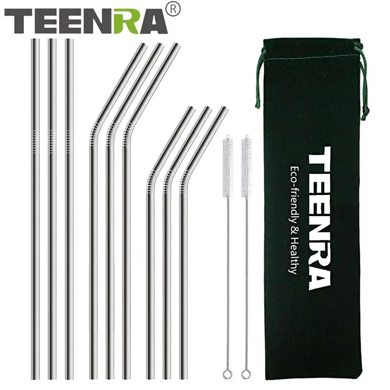 TEENRA 9Pcs FDA Stainless Steel Drinking Straws With Cleaning Brush Reusable Drinking Straws 8mm Metal Straws For Mugs 20/30oz
TEENRA 9Pcs FDA Stainless Steel Drinking Straws With Cleaning Brush Reusable Drinking Straws 8mm Metal Straws For Mugs 20/30oz