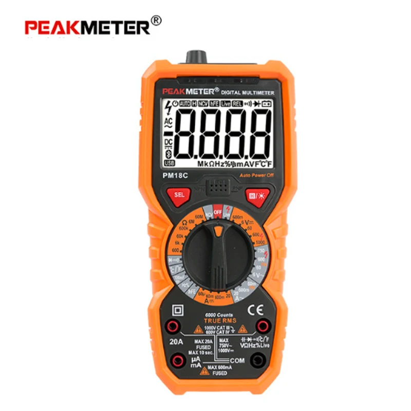 Цифровой мультиметр PEAKMETER PM18C, тестер с функцией True RMS, AC/DC, 20 А, для измерения напряжения, сопротивления, емкости, частоты, температуры, бесконтактного индикатора напряжения
Цифровой мультиметр PEAKMETER PM18C, тестер с функцией True RMS, AC/DC, 20 А, для измерения напряжения, сопротивления, емкости, частоты, температуры, бесконтактного индикатора напряжения