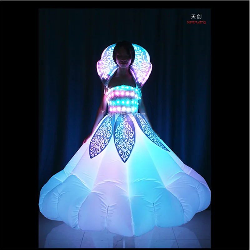 TC-179 Inflatable led women dress full color led light dance led costumes RGB stage wears singer dj clothes Programmable skirt
TC-179 Inflatable led women dress full color led light dance led costumes RGB stage wears singer dj clothes Programmable skirt