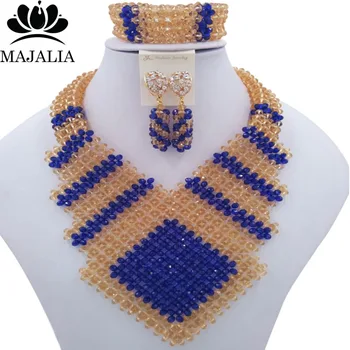 Trendy blue Nigerian wedding African beads jewelry set crystal necklace bracelet earrings Majalia A well-known brand 1063
Trendy blue Nigerian wedding African beads jewelry set crystal necklace bracelet earrings Majalia A well-known brand 1063
