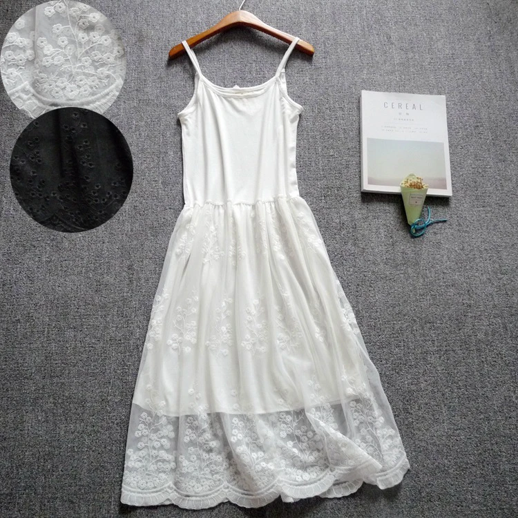 Small fresh leaves embroidered mesh lace Modal spaghetti strap dress women Summer
Small fresh leaves embroidered mesh lace Modal spaghetti strap dress women Summer