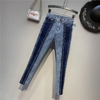 Denim Pants for Women New Spring Autumn Color Block Beading High Waist Long Trousers Slim Female Stretch Skinny Pencil Jeans
Denim Pants for Women New Spring Autumn Color Block Beading High Waist Long Trousers Slim Female Stretch Skinny Pencil Jeans