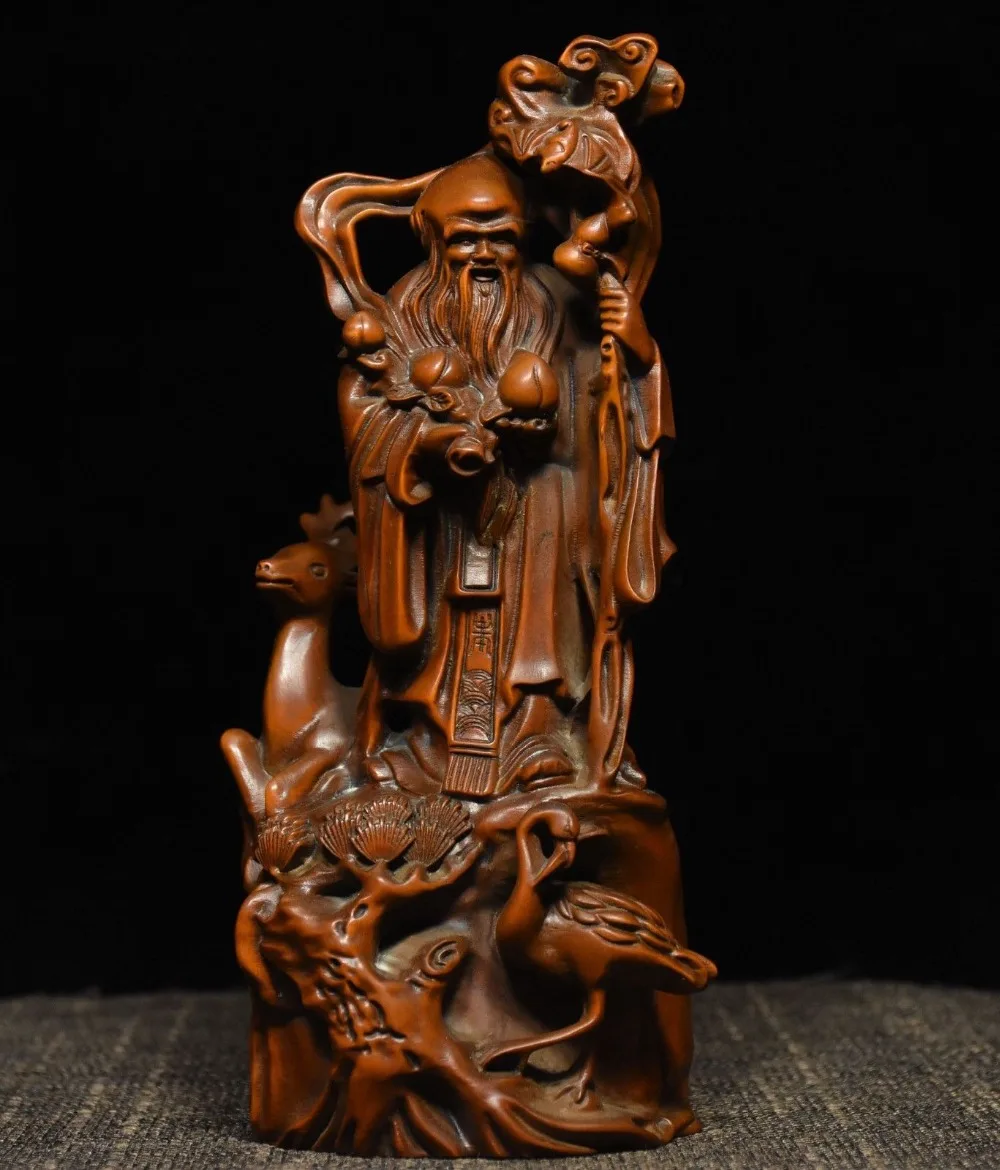 christmas 7" Folk Collect Boxwood wood carve god longevity deer red-crowned crane Statue New Year
christmas 7" Folk Collect Boxwood wood carve god longevity deer red-crowned crane Statue New Year