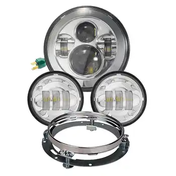 Chrome for Harley motor 7" LED Headlight with 4.5"Matching Chrome Passing Lamps for Harley Motorcycles with Adapter Ring
Chrome for Harley motor 7" LED Headlight with 4.5"Matching Chrome Passing Lamps for Harley Motorcycles with Adapter Ring