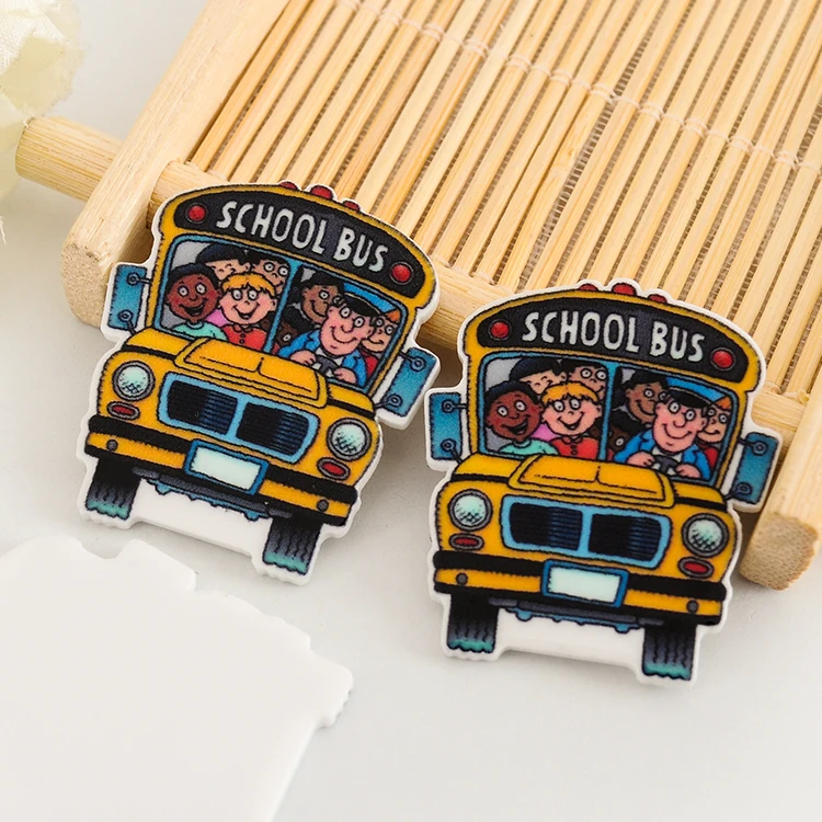 10pcs/lot flat back resin planar school bus DIY resin cabochons accessories