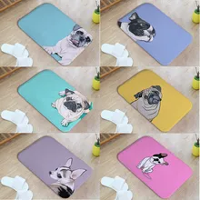 Bonito Pugs Decorado Sala de estar Capacho Óculos Colar Boca de Pato Casaco Rosa Roxo Quarto Almofada Do Sofá Tapete de Cozinha Simples(China)