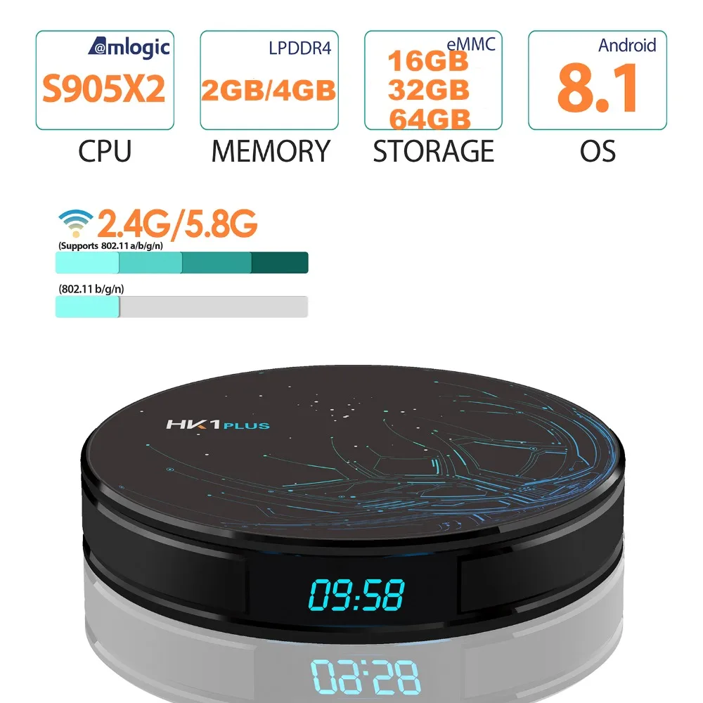 HK1 PLUS Smart Android 8.1 TV Box 4G 64G Amlogic S905X2 LPDDR3 4K HD 2.4G/5GHz Wifi 100M 4G 32G Media Player BT 4.0 Set Top Box
HK1 PLUS Smart Android 8.1 TV Box 4G 64G Amlogic S905X2 LPDDR3 4K HD 2.4G/5GHz Wifi 100M 4G 32G Media Player BT 4.0 Set Top Box
